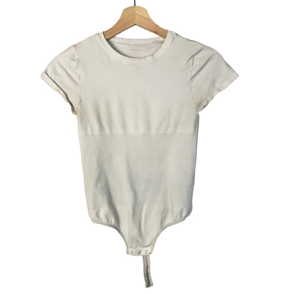 Yummie White Crewneck Short Sleeve Shape Bodysuit M